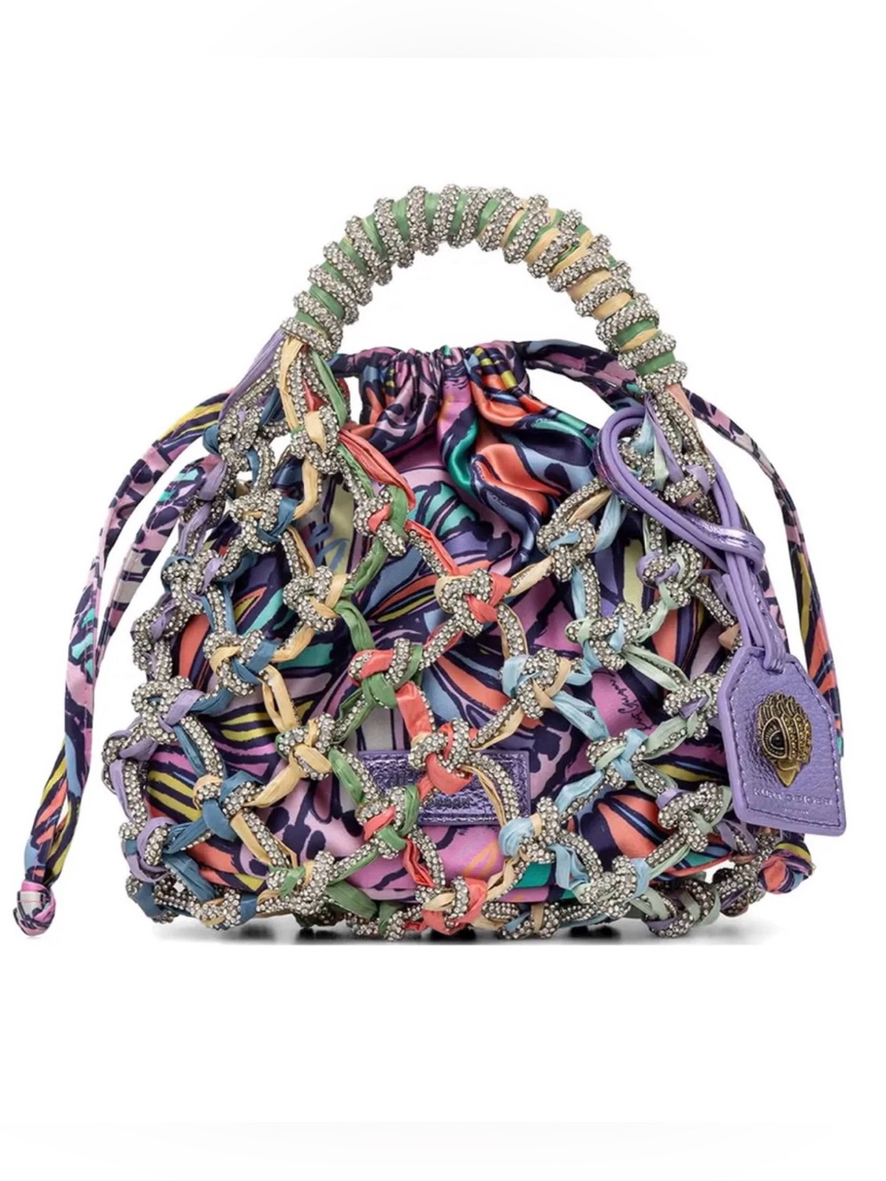 Kurt Geiger Multicolor Braided Net Mini Drawstring Bag NWT / sold out everywhere